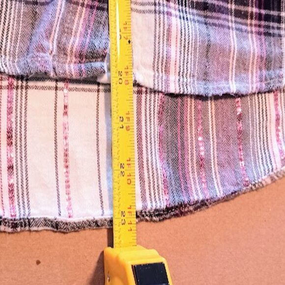 Mudd Girls size 10 Flannel shirt black, white, and gray with pink sparkles - Picture 7 of 7